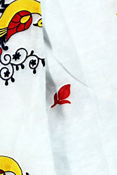 White Blended Cotton Mayuri Hand Hand Loom Saree (1115)